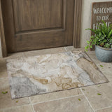 2' X 3' Beige Abstract Washable Non Skid Indoor Outdoor Area Rug