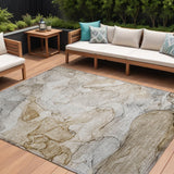 8' X 10' Beige Abstract Washable Non Skid Indoor Outdoor Area Rug