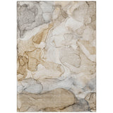 8' X 10' Beige Abstract Washable Non Skid Indoor Outdoor Area Rug