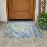 2' X 3' Blue Abstract Washable Non Skid Indoor Outdoor Area Rug