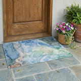 3' X 5' Blue Abstract Washable Non Skid Indoor Outdoor Area Rug