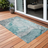 2' X 3' Gray and Ivory Abstract Washable Non Skid Indoor Outdoor Area Rug