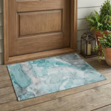 3' X 5' Gray and Ivory Abstract Washable Non Skid Indoor Outdoor Area Rug