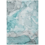 3' X 5' Gray and Ivory Abstract Washable Non Skid Indoor Outdoor Area Rug