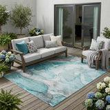 5' X 8' Gray and Ivory Abstract Washable Non Skid Indoor Outdoor Area Rug