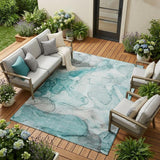 8' X 10' Gray and Ivory Abstract Washable Non Skid Indoor Outdoor Area Rug