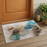 2' X 3' Beige Abstract Washable Non Skid Indoor Outdoor Area Rug