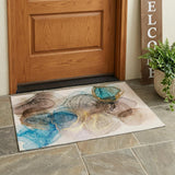 3' X 5' Beige Abstract Washable Non Skid Indoor Outdoor Area Rug