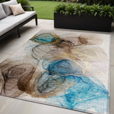 5' X 8' Beige Abstract Washable Non Skid Indoor Outdoor Area Rug