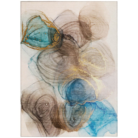 8' X 10' Beige Abstract Washable Non Skid Indoor Outdoor Area Rug