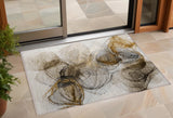 2' X 3' Brown Abstract Washable Non Skid Indoor Outdoor Area Rug