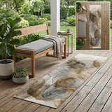 8' Runner Brown Abstract Washable Non Skid Indoor Outdoor Runner Rug