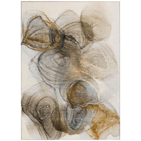 3' X 5' Brown Abstract Washable Non Skid Indoor Outdoor Area Rug