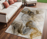 5' X 8' Brown Abstract Washable Non Skid Indoor Outdoor Area Rug