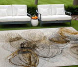 8' X 10' Brown Abstract Washable Non Skid Indoor Outdoor Area Rug