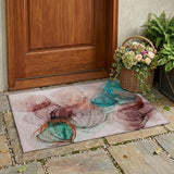 2' X 3' Burgundy Abstract Washable Non Skid Indoor Outdoor Area Rug