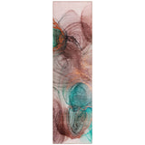 8' Runner Burgundy Abstract Washable Non Skid Indoor Outdoor Runner Rug