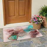 3' X 5' Burgundy Abstract Washable Non Skid Indoor Outdoor Area Rug