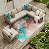 8' X 10' Burgundy Abstract Washable Non Skid Indoor Outdoor Area Rug