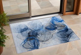 2' X 3' Ivory Blue And Gray Abstract Washable Indoor Outdoor Area Rug