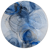 8' Ivory Blue And Gray Round Abstract Washable Indoor Outdoor Area Rug