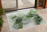 2' X 3' Olive Green Abstract Washable Non Skid Indoor Outdoor Area Rug
