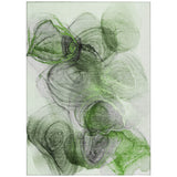 3' X 5' Olive Green Abstract Washable Non Skid Indoor Outdoor Area Rug