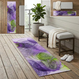 8' Runner Purple Abstract Washable Non Skid Indoor Outdoor Runner Rug