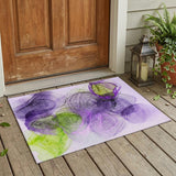 3' X 5' Purple Abstract Washable Non Skid Indoor Outdoor Area Rug