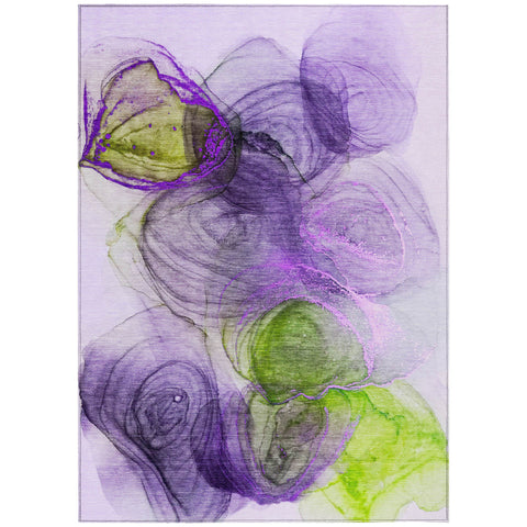 3' X 5' Purple Abstract Washable Non Skid Indoor Outdoor Area Rug