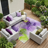 8' X 10' Purple Abstract Washable Non Skid Indoor Outdoor Area Rug