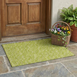 2' X 3' Moss Green Geometric Washable Non Skid Indoor Outdoor Area Rug