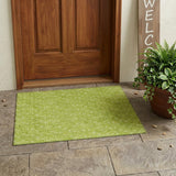 3' X 5' Moss Green Geometric Washable Non Skid Indoor Outdoor Area Rug