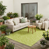 5' X 8' Moss Green Geometric Washable Non Skid Indoor Outdoor Area Rug