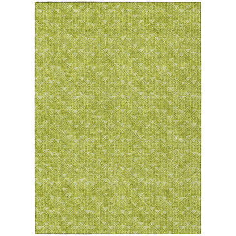 5' X 8' Moss Green Geometric Washable Non Skid Indoor Outdoor Area Rug