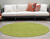 8' Round Moss Green Round Geometric Washable Non Skid Indoor Outdoor Area Rug