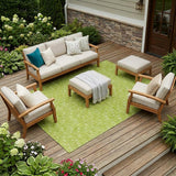 8' X 10' Moss Green Geometric Washable Non Skid Indoor Outdoor Area Rug