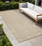 2' X 8' Beige Geometric Washable Indoor Outdoor Runner Rug