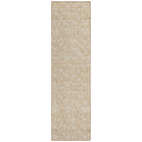 2' X 8' Beige Geometric Washable Indoor Outdoor Runner Rug