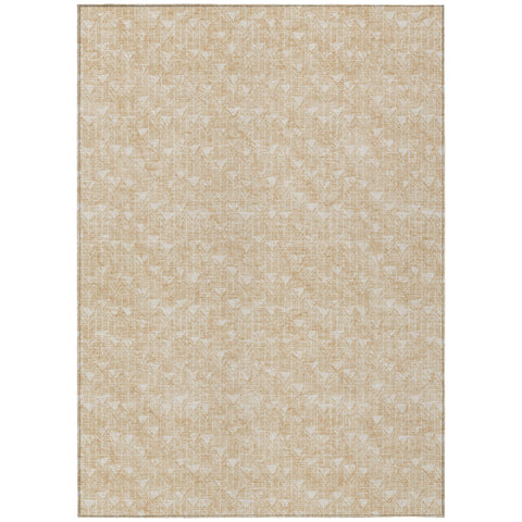 3' X 5' Tan Geometric Washable Non Skid Indoor Outdoor Area Rug