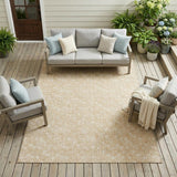 8' X 10' Tan Geometric Washable Non Skid Indoor Outdoor Area Rug