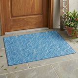 2' X 3' Blue Geometric Washable Non Skid Indoor Outdoor Area Rug
