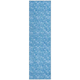 8' Runner Blue Geometric Washable Non Skid Indoor Outdoor Runner Rug