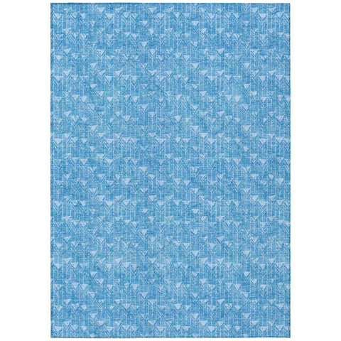 3' X 5' Blue Geometric Washable Non Skid Indoor Outdoor Area Rug