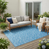 5' X 8' Blue Geometric Washable Non Skid Indoor Outdoor Area Rug