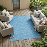 8' X 10' Blue Geometric Washable Indoor Outdoor Area Rug