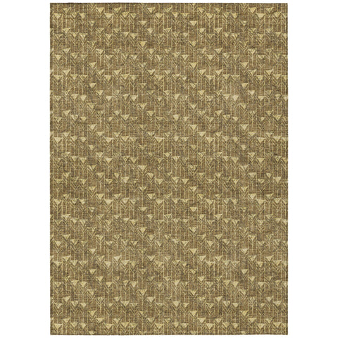 5' X 8' Brown Geometric Washable Non Skid Indoor Outdoor Area Rug