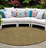8' Round Brown Round Geometric Washable Non Skid Indoor Outdoor Area Rug