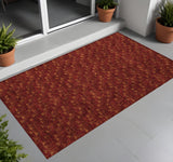 2' X 3' Burgundy Geometric Washable Non Skid Indoor Outdoor Area Rug