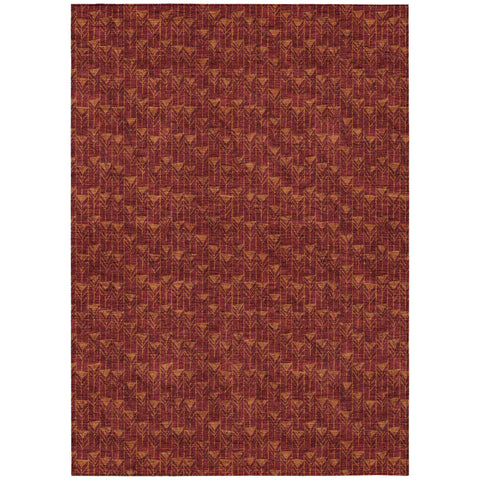 3' X 5' Burgundy Geometric Washable Non Skid Indoor Outdoor Area Rug